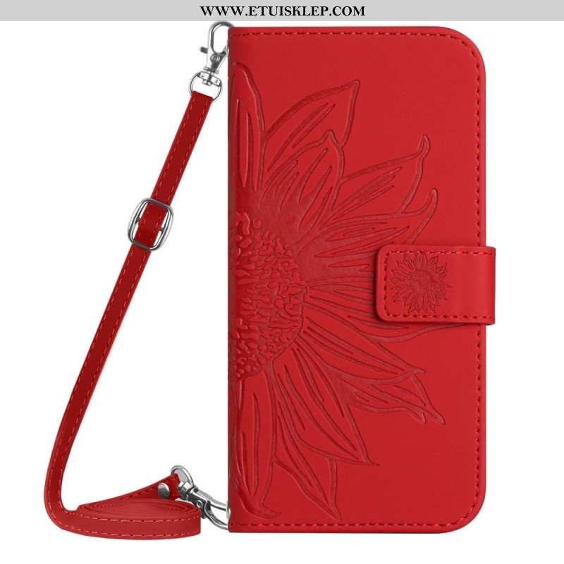 Etui Folio do Poco M4 5G Słonecznik Z Paskiem Na Ramię